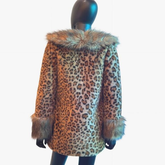 Leopard Print Faux Fur Coat XS NWOT - Picture 3 of 12